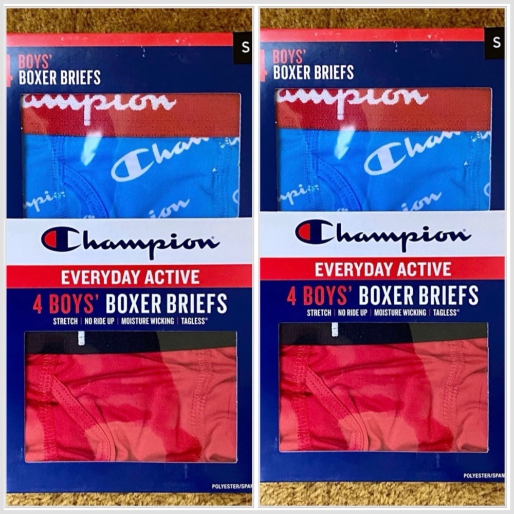 Champion boys underwear Everyday Active boxer briefs 2 packs of 4 pair small NIB